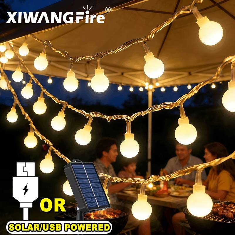Solar Garden Light - Luzes de Cordão Solares/USB/Bateria de 3-10M,